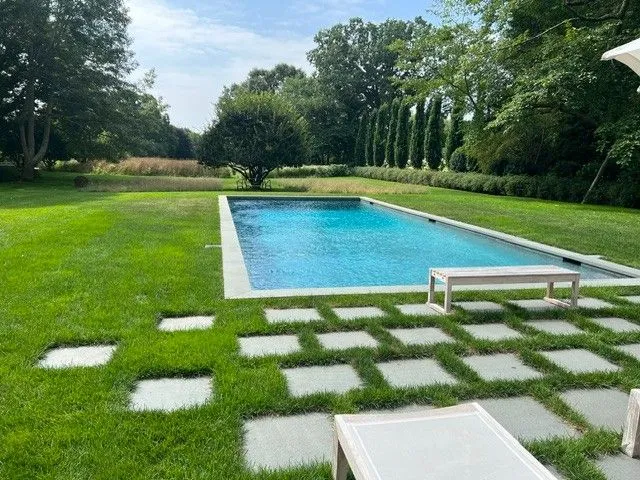 Modern pool and lawn